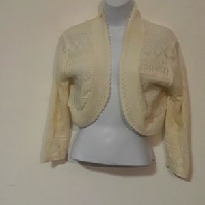 VTG. 100% ACRYLIC CREME COLORED  CROP TOP BLAZER